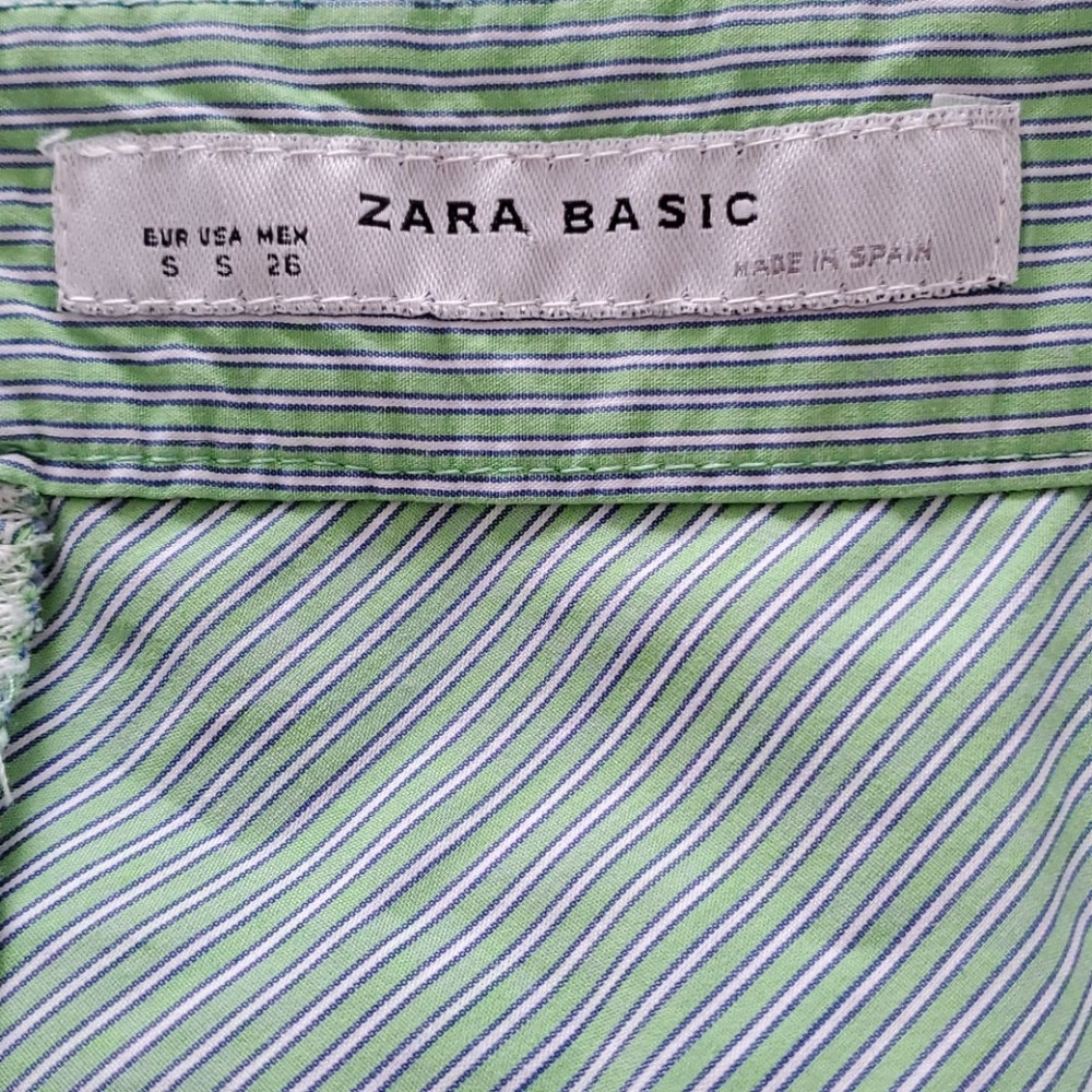 Zara Basic Green Pin Striped Strapless Dress - image 7